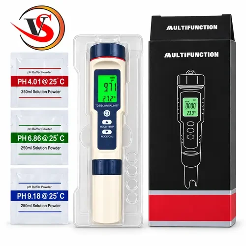5-in-1 Digital Water Quality Tester Meter for TDS, EC, pH, Salinity & Temperature Meters & Testers - Victor Scientific Co.