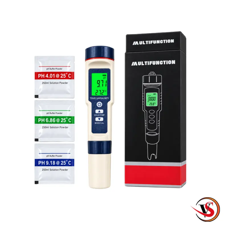 5-in-1 Digital Water Quality Tester Meter for TDS, EC, pH, Salinity & Temperature related product - Victor Scientific Co.